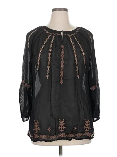 Pre-owned Lucky Brand Long Sleeve Blouse In Black