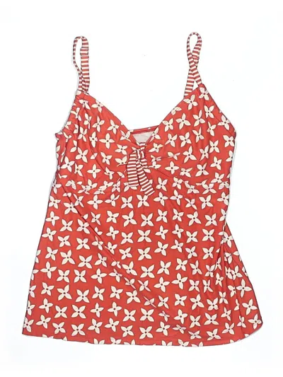 Pre-owned Beach House Swimsuit Top Red Print Pattern Swimwear