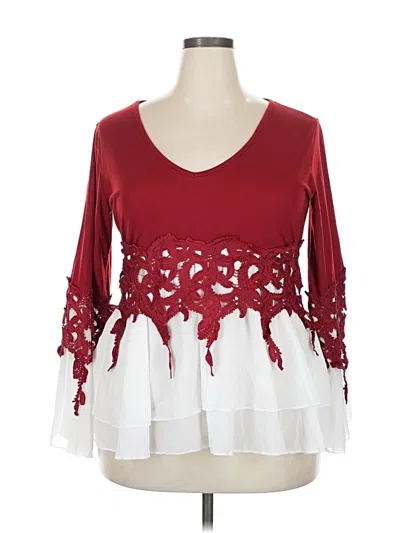 Rose Gal Long Sleeve Blouse In Burgundy