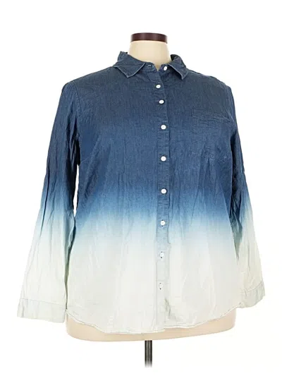 Pre-owned Torrid 3/4 Sleeve Button Down Shirt In Blue