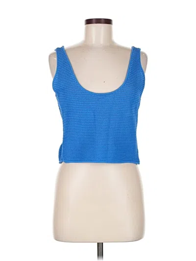 Pre-owned Frame Sleeveless Top Blue Scoop Neck Tops