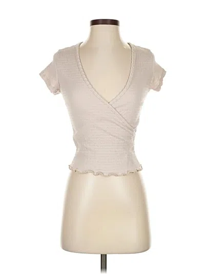 Paper Crane Short Sleeve Top Tan Sweetheart Neckline Tops In Neutral