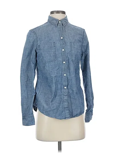 Pre-owned Lands' End Long Sleeve Button Down Shirt In Blue