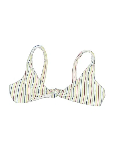 Pre-owned Vitamin A Swimsuit Top White Stripes Pattern Swimwear