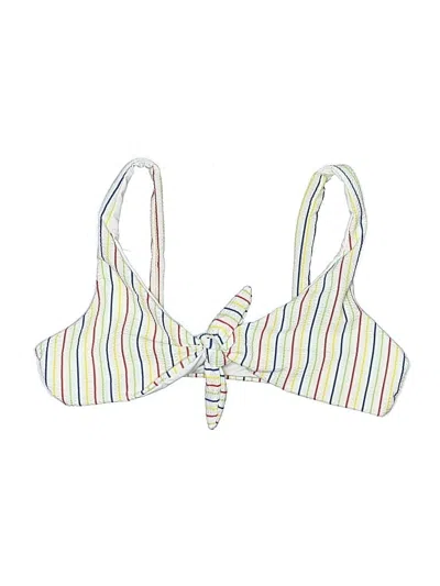 Pre-owned Vitamin A Swimsuit Top White Stripes Pattern Swimwear