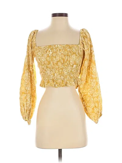 Roxy 3/4 Sleeve Blouse In Yellow