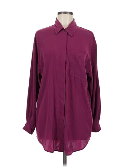 Pre-owned Christie & Jill Long Sleeve Blouse In Burgundy