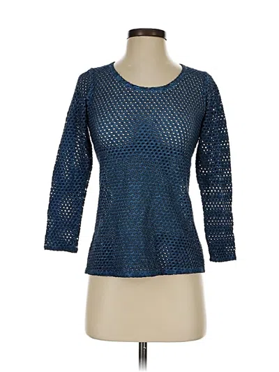 Pre-owned Cynthia Ashby 3/4 Sleeve Top Blue Boatneck Tops
