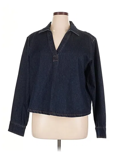 Pre-owned Future Collective 3/4 Sleeve Button Down Shirt In Blue