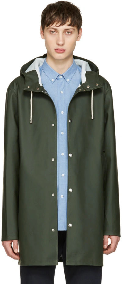 Stutterheim Stockholm Waterproof Hooded Raincoat In Green