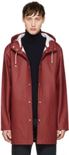Stutterheim Stockholm Waterproof Hooded Raincoat In Burgundy