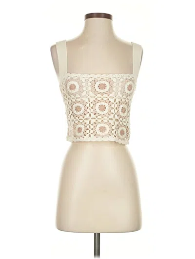 Pre-owned Abercrombie & Fitch Sleeveless Top Ivory Square Neckline Tops In White