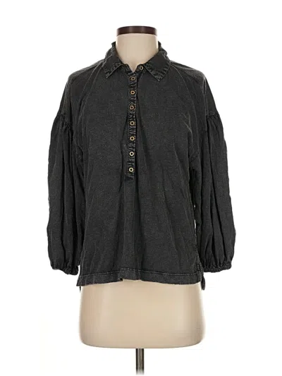 Pre-owned Pilcro 3/4 Sleeve Button Down Shirt In Gray