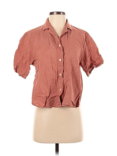 Pre-owned Uniqlo Short Sleeve Blouse In Brown