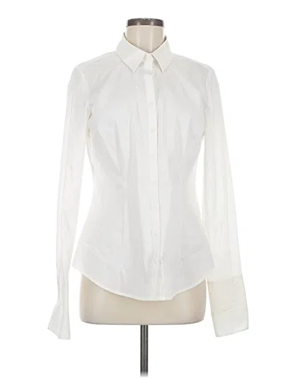Pre-owned New York And Company Long Sleeve Blouse In White