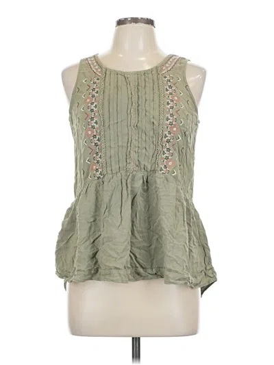 Pre-owned Knox Rose Tank Top Green Halter Neckline Tops