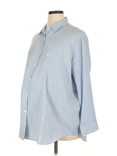 Pre-owned Storq 3/4 Sleeve Button Down Shirt In Blue