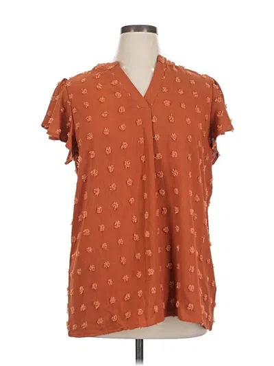 Pre-owned Fantaslook Short Sleeve Blouse In Brown