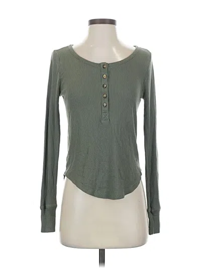 Pre-owned Faherty Long Sleeve Henley Shirt In Green