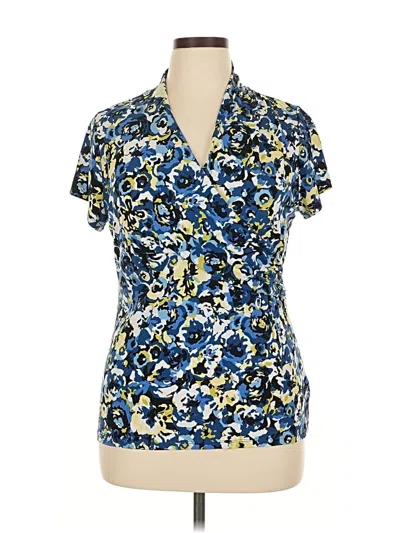 Pre-owned Charter Club Short Sleeve Blouse In Blue