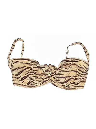 Pre-owned Monday Swimwear Swimsuit Top Tan Animal Print Pattern Swimwear In Brown