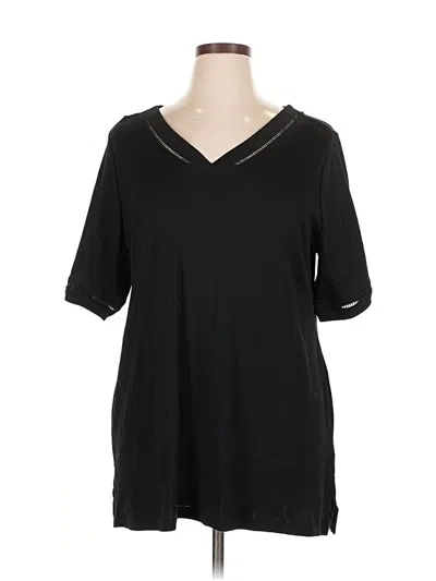 Karen Scott Short Sleeve Top Black V Neck Tops In Black