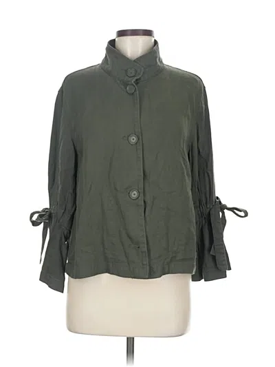 Pre-owned Catherine Catherine Malandrino 3/4 Sleeve Button Down Shirt In Green