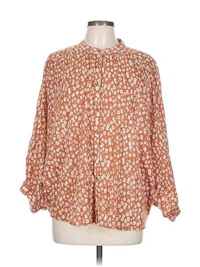 Pre-owned Pilcro Long Sleeve Blouse In Orange