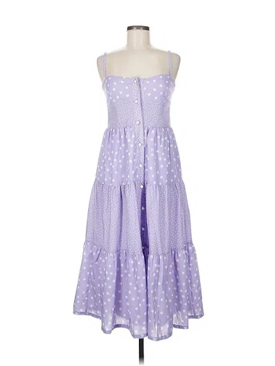 Pre-owned Solid & Striped Casual Dress In Purple