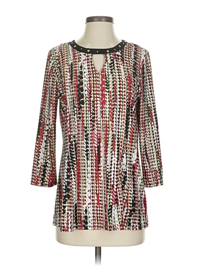 Pre-owned Valerie Stevens 3/4 Sleeve Blouse In Silver