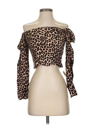 Reformation 3/4 Sleeve Blouse In Brown