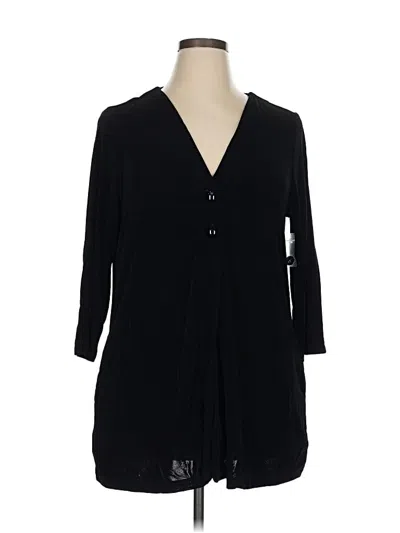 Pre-owned Coldwater Creek 3/4 Sleeve Button Down Shirt In Black