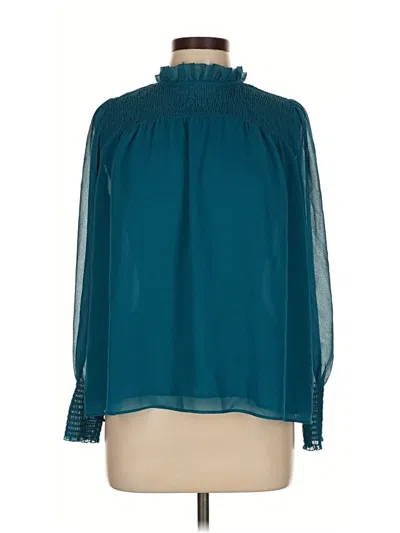 Pre-owned Ann Taylor Long Sleeve Blouse In Blue