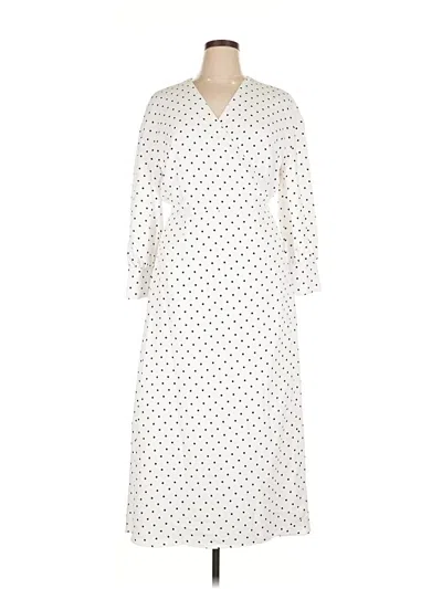 Ann Taylor Dotted Wrap Midi Dress In White-black