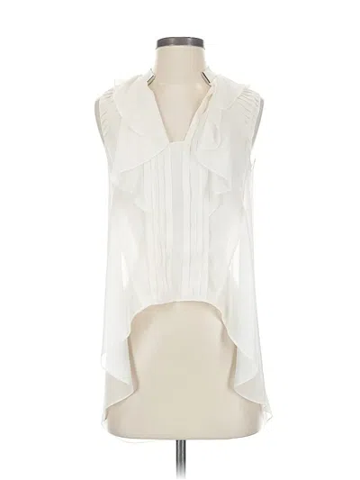 Pre-owned Robert Rodriguez Sleeveless Silk Top White Plunge Neckline Tops