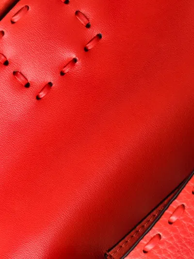 Pre-owned Fendi Selleria Baguette Nm Bag Leather Mini Shoulder Bag In Red