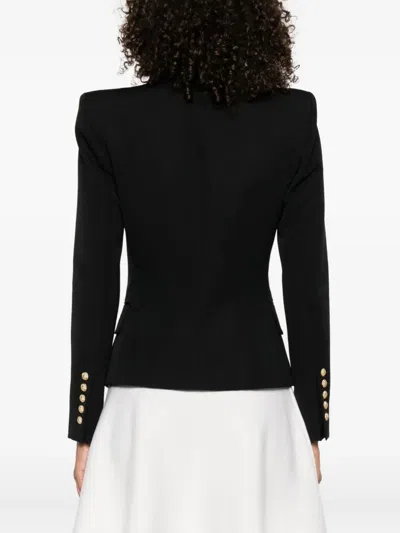 Balmain Double-breasted Wool Fitted Jacket In Black