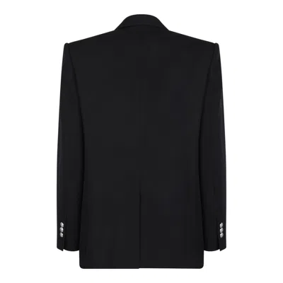 Balmain Double-breasted Grain De Poudre Wool Blazer In Black