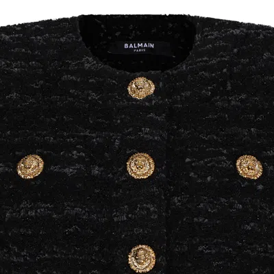 Balmain Black Viscose Blend Jacket In Black