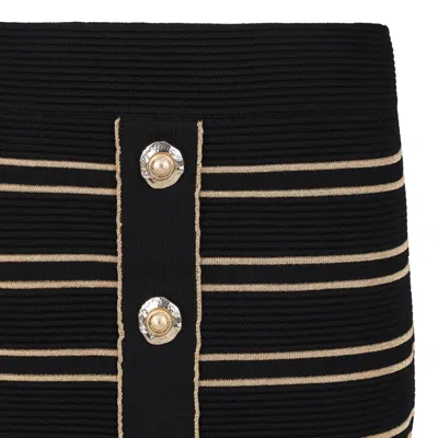 Balmain Striped Pencil Skirt With Lurex Thread In Black