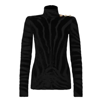 Balmain Black Viscose-polyester Top In Black