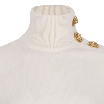Balmain Natural Cashmere Wool Sweater In Neutral