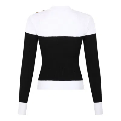 Balmain Ribbed Texture Crew Neck Sweater In Black