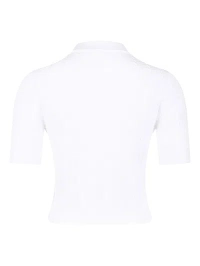 Balmain Crewneck Ribbed Cardigan Short Sleeves In White