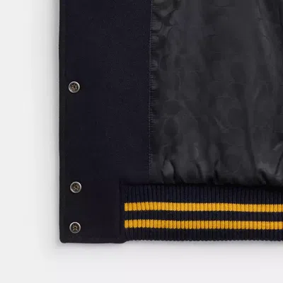 Coach Wool Varsity Jacket In Blue