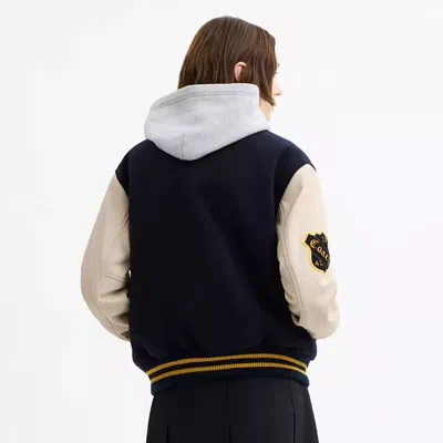 Coach Wool Varsity Jacket In Blue