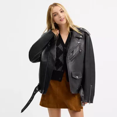 Coach Lightweight Moto Jacket In Black