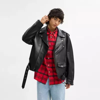 Coach Lightweight Moto Jacket In Black