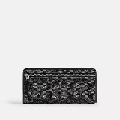 Coach Essential Slim Wallet In Crystal Signature Jacquard In Black