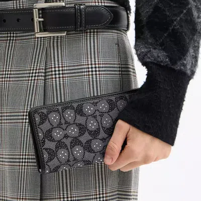 Coach Essential Slim Wallet In Crystal Signature Jacquard In Black